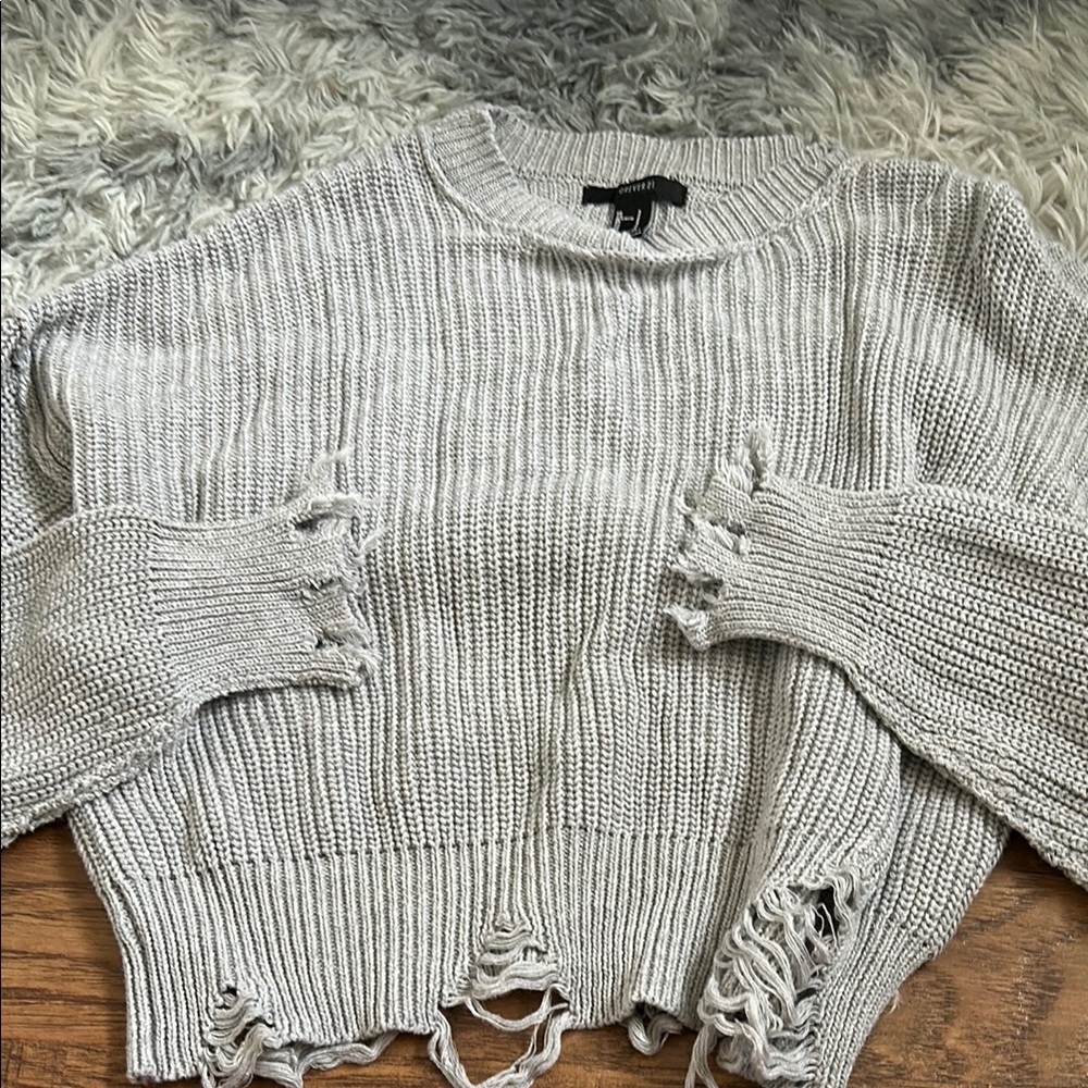 Gray Distressed Sweater